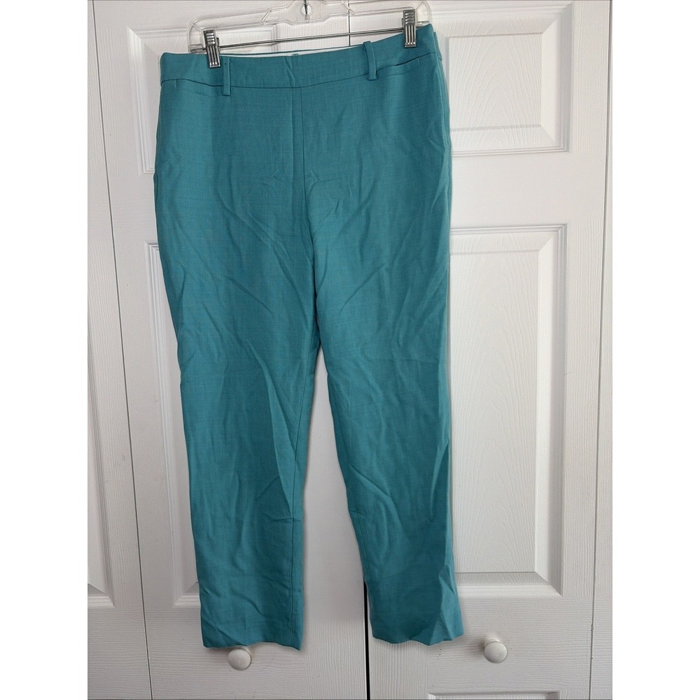 Talbots Chatham Ankle Pants Womens Size 10P Teal Blue Wool Blend Career Trousers